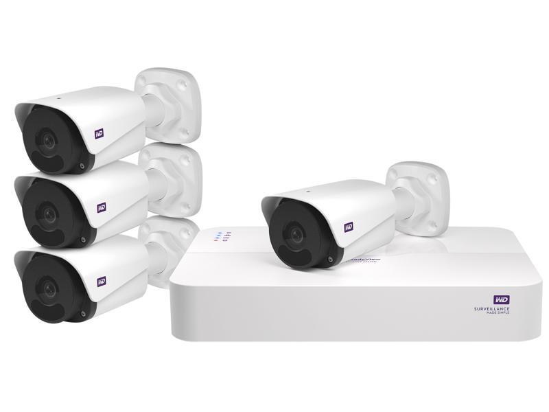 WD ReadyView Surveillance System, 8-CH, 4 Cameras, 2TB HDD Pre-Installed, 2MP