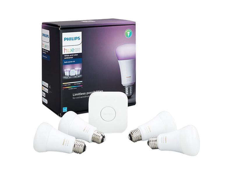 Philips Hue White & Color Ambiance A19 LED Starter Kit, Multicolor