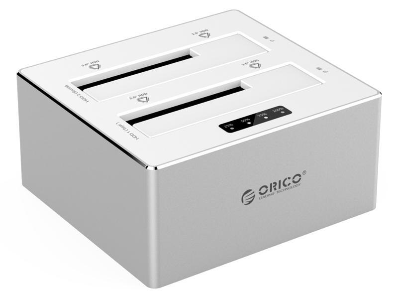 ORICO 6828US3-C Aluminum & Plastic SATA to USB 3.0 Hard Drive Docking Station with Stand Alone Clone Function for 2.5" & 3.5" HDD/SSD, Maximum 8TB - Silver