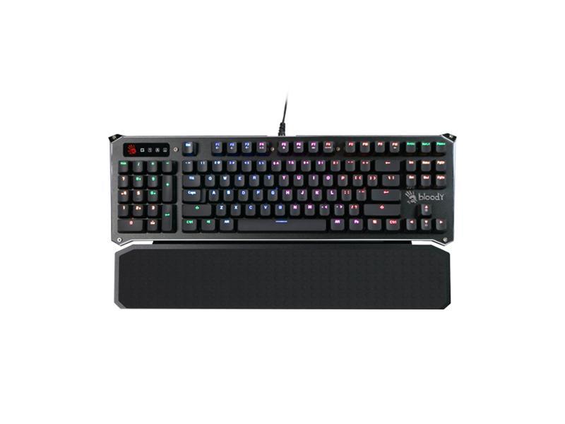 Bloody B945 Light Strike (LK Libra) Gaming Keyboard w/ Aluminum Wrist Rest, Left Numpad, LK Orange (Tactile & Clicky)