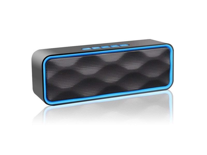 MANCASSY N7 Wireless Bluetooth Speaker w/ HD Audio and Enhanced Bass, Built-In Dual Driver Speakerphone, Blue
