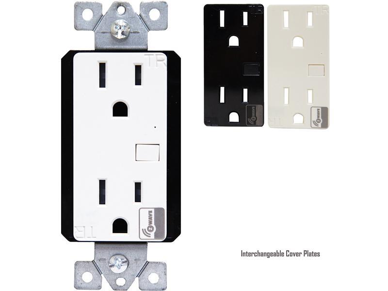 Enerwave Z-Wave Smart Outlet for Z-Wave Home Automation, Z-Wave Receptacle 15A, Interchangeable Click-On Face Covers