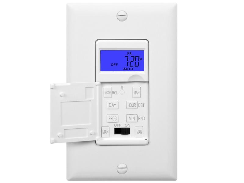 ENERLITES 7 Days Digital In-Wall Programmable Timer Switch for Lights, Fans & Motors, Blue Backlight Screen