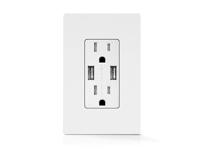 TOPGREENER USB Charger Outlet w/ 15A Duplex Tamper Resistant Receptacle,  4A USB Wall Outlet w/ TR Receptacle