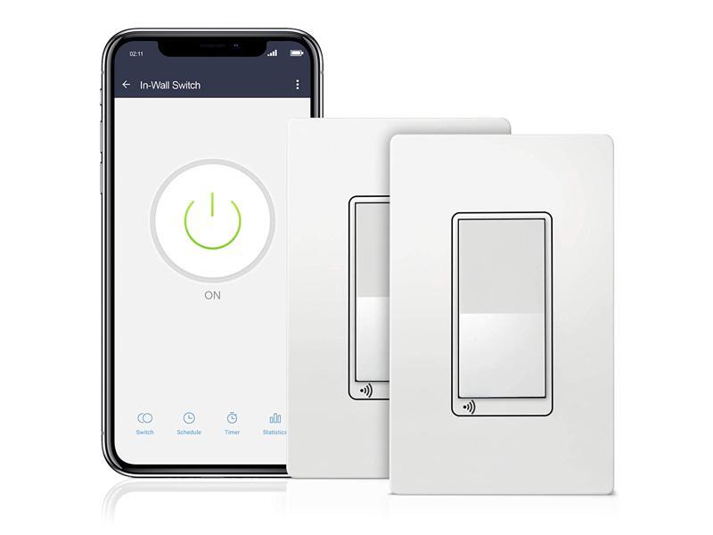 TOPGREENER In-Wall Smart Wi-Fi Switch, Single Pole or 3-Way, No Hub Required, 2-Pack (Phone Not Included)