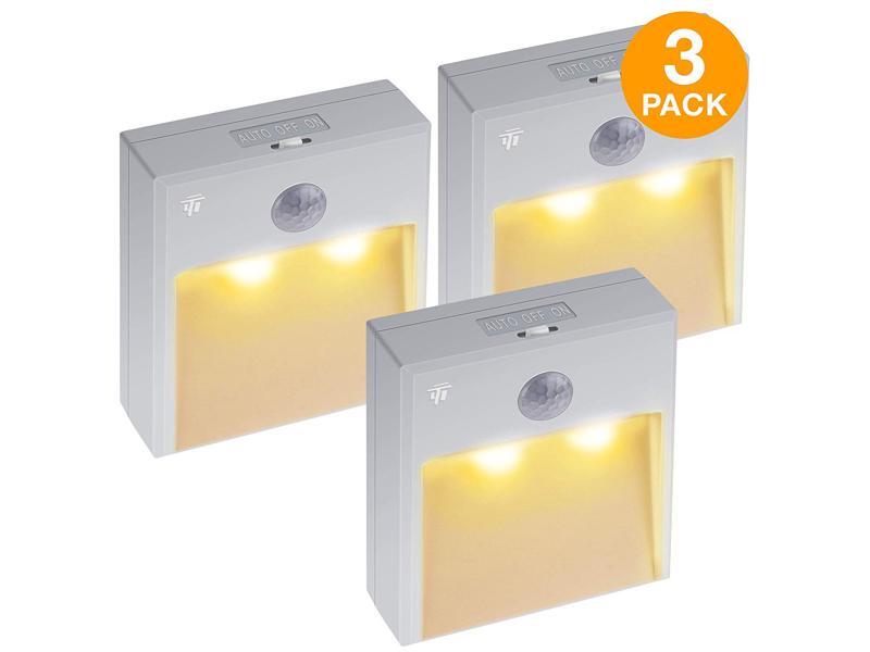 TOPGREENER 2700K Warm Amber LED Wall Guide Light, Battery Operated, 120 Degrees, 10 Feet Radius Detection, 3PCS