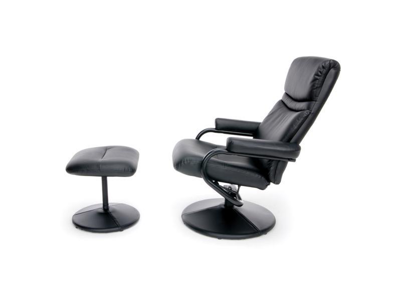 OFM Essentials Collection Bonded Leather Recliner and Ottoman, Black