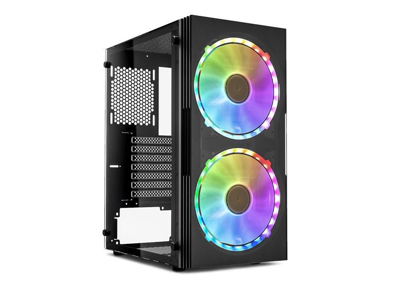 darkFlash BF1 ATX Mid Tower Gaming Tempered Glass Panel Window Computer Case w/ 2x 200mm RGB Case Fans