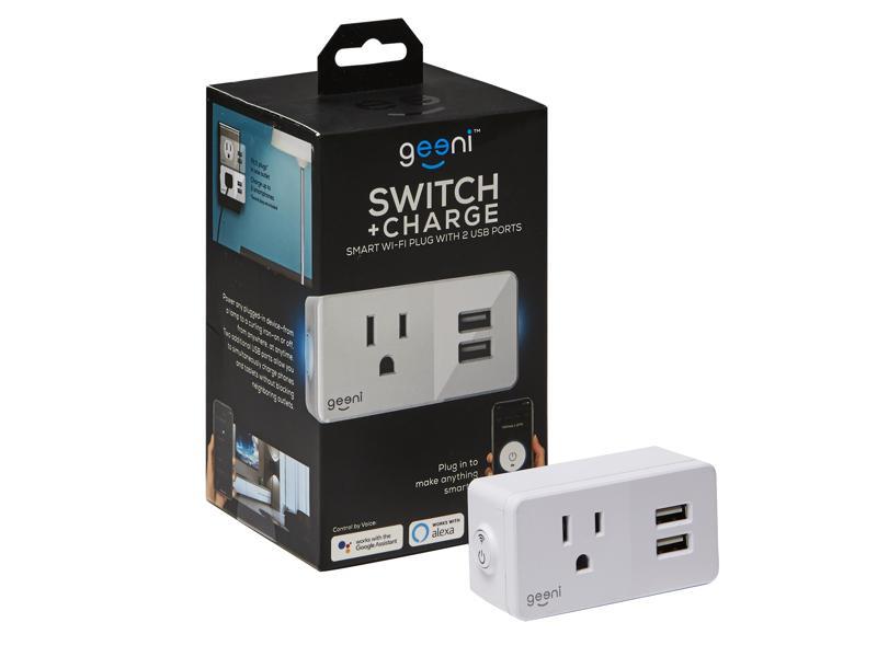 Geeni Switch and Charge Smart Wi-Fi Plug w/ 2-USB Ports