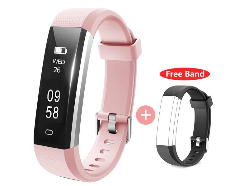 Yuanguo Muzili Activity Tracker, Waterproof Bracelet, Step & Calorie Counter, Sleep Monitor Tracker, Call Notification, Pink