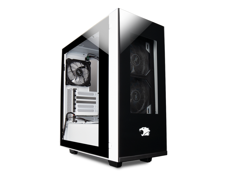 iBUYPOWER Snowblind Element Gaming Case w/ LCD Side Panel, Black/White