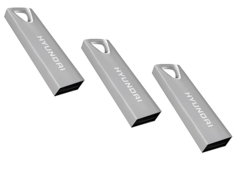 3 x HYUNDAI Bravo Deluxe Metal Casing SILVER 32GB USB 2.0 Flash Drive (U2BK/32GAS)