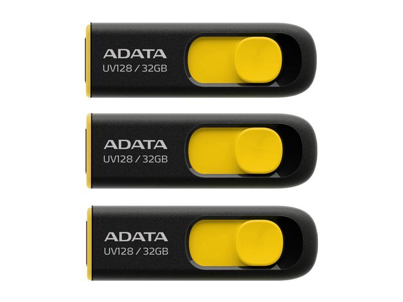 3x ADATA 32GB UV128 USB 3.2 Gen 1 Flash Drive (AUV128-32G-RBY)