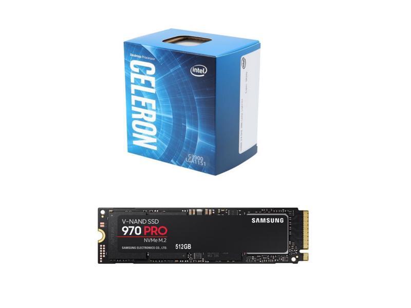 SAMSUNG 970 PRO M.2 2280 512GB Int. SSD + Intel Celeron G3900 Skylake Dual-Core 2.8 GHz LGA 1151 51W CPU
