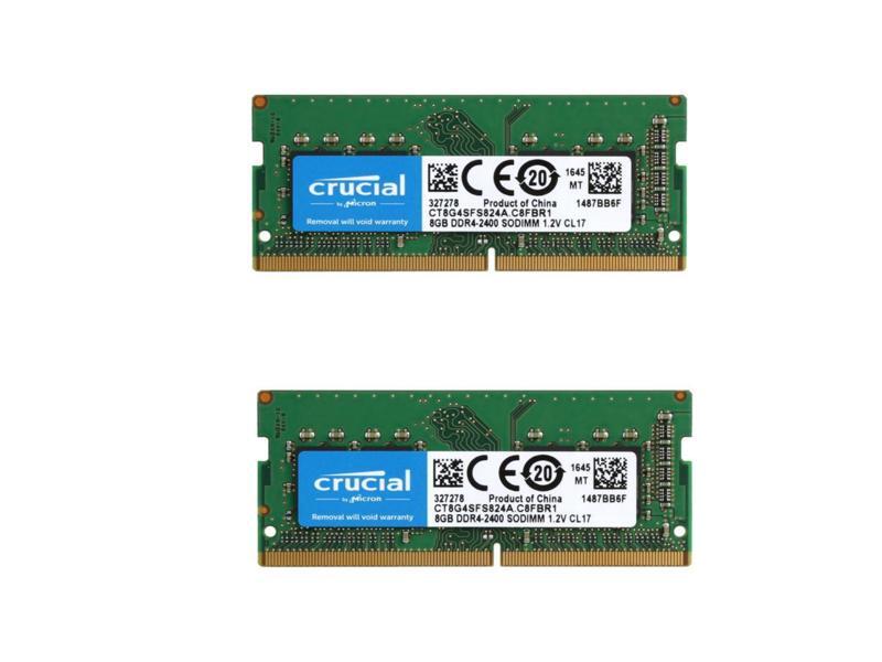 2 x Crucial 8GB Single DDR4 2400 (PC4 19200) 260-Pin SODIMM Memory - CT8G4SFS824A