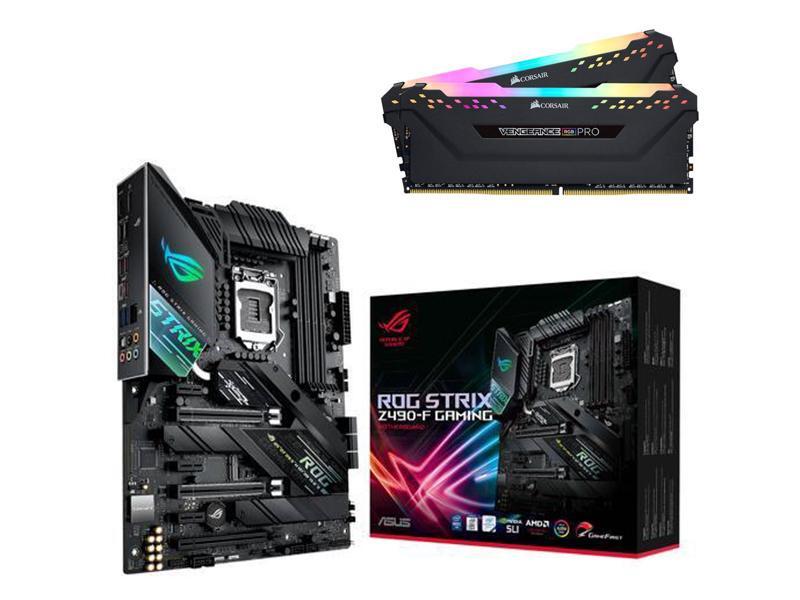 ASUS ROG STRIX Z490-F GAMING LGA 1200 (Intel 10th Gen) Intel Z490 SATA 6Gb/s ATX Intel Motherboard + CORSAIR Vengeance RGB Pro 32GB (2 x 16GB) Desktop Memory