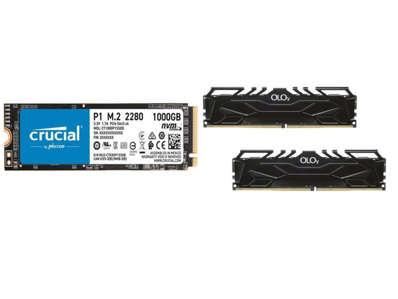 Crucial P1 1TB 3D NAND NVMe PCIe SSD, OLOy 32GB (2 x 16GB) 288-Pin DDR4 SDRAM DDR4 3000 (PC4 24000) Desktop Memory