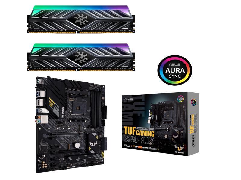 ASUS TUF GAMING B550-PLUS, XPG SPECTRIX D41 TUF Gaming RGB 3200MHz 16GB (2x8GB) Memory Kit