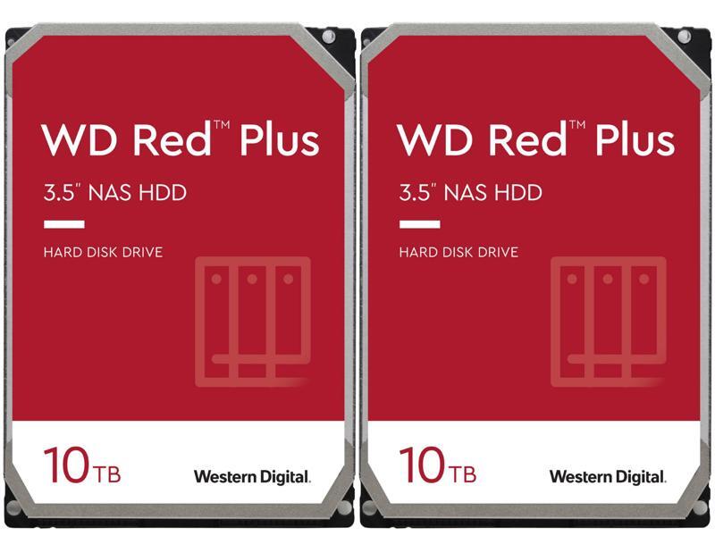 2x WD Red Plus 10TB NAS Hard Disk Drive - 5400 RPM Class SATA 6Gb/s, CMR, 256MB Cache, 3.5 Inch - WD101EFAX