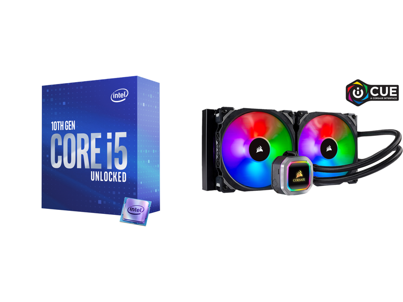 Intel Core i5-10600K Comet Lake 6-Core 4.1 GHz LGA 1200 125W Desktop Processor Intel UHD Graphics 630 and CORSAIR Hydro Series H115i RGB PLATINUM Liquid CPU Cooler