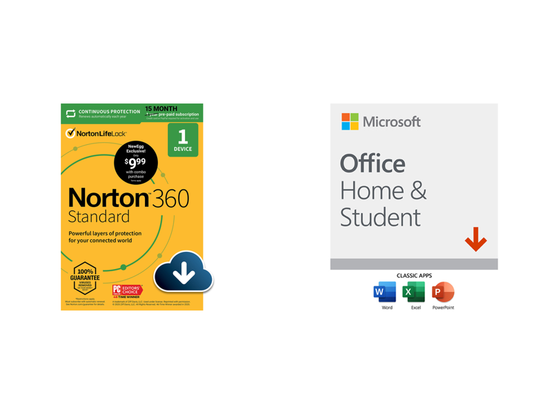 Norton 360 Standard 15 Month and Microsoft Office Home and Student 2019