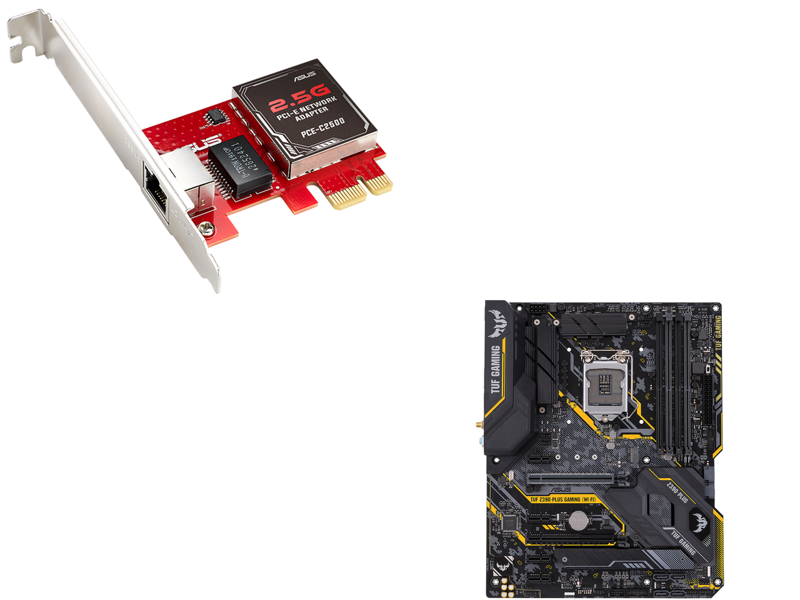 ASUS PCE-C2500 2.5G Base-T PCIe Network Adapter + ASUS TUF Z390-Plus Gaming (Wi-Fi) ATX Intel Motherboard Combo