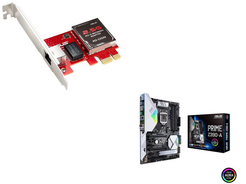 ASUS Prime Z390-A LGA  Intel Z390 ATX Intel Motherboard + ASUS PCE-C2500 2.5G Base-T PCIe Network Adapter Combo