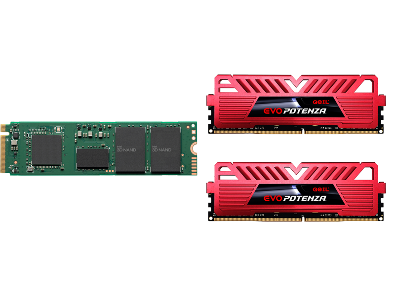 Intel 670p M.2 2280 512GB PCIe NVMe 3.0 x4 QLC SSD + GeIL EVO POTENZA AMD 16GB (2 x 8GB) Intel XMP 2.0 Memory Combo