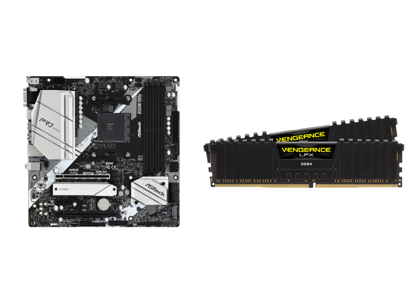 CORSAIR Vengeance LPX 32GB(2 x 16GB) Intel XMP 2.0 Memory + ASRock B550M PRO4 Micro ATX AMD Motherboard Combo