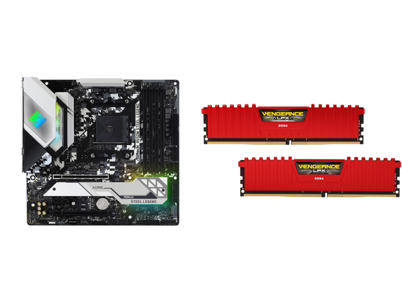 ASRock B550M STEEL LEGEND Micro ATX AMD Motherboard + CORSAIR Vengeance LPX 32GB(2 x 16GB) Memory Combo