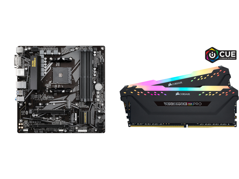 GIGABYTE B550M DS3H Micro-ATX Motherboard + CORSAIR Vengeance RGB Pro 16GB(2 x 8GB) Memory Combo