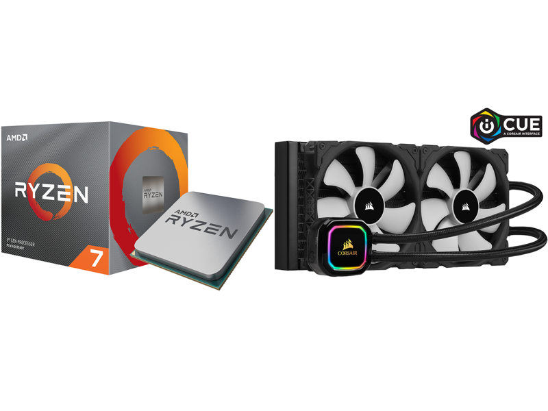 AMD RYZEN 7 3700X 3.6GHz (4.4 GHz Max Boost) 65W Processor + CORSAIR iCUE H115i RGB PRO XT 280mm Radiator Liquid CPU Cooler Combo