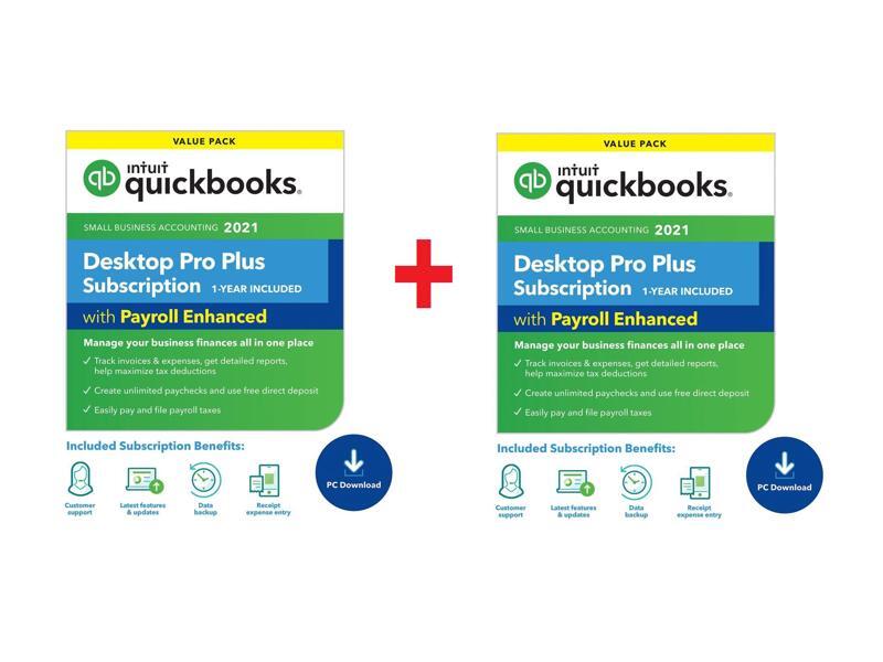 2 x QuickBooks Desktop Pro Plus 2021 with Enhanced Payroll (1 Year Subscription) - Download
