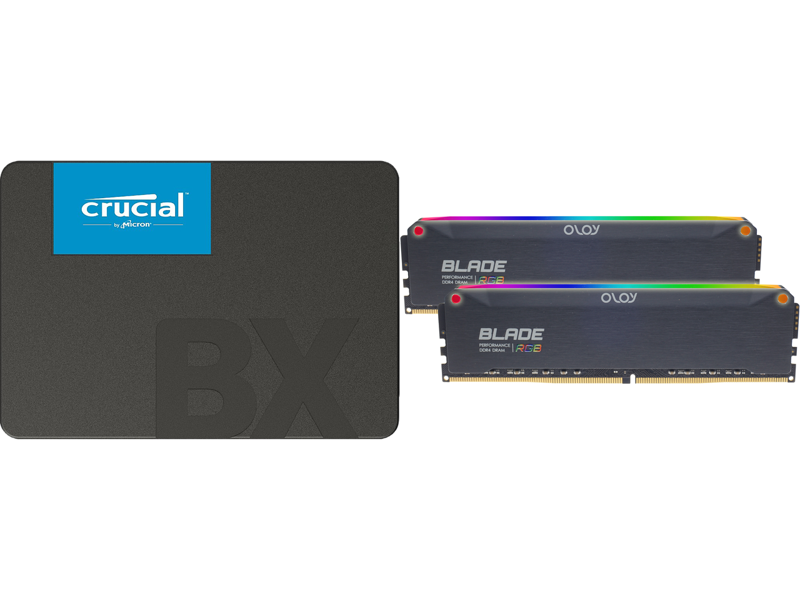 Crucial BX500 1TB 3D NAND SATA Internal SSD + OLOy Blade RGB 16GB (2 x 8GB) DDR4 3200 Memory Combo