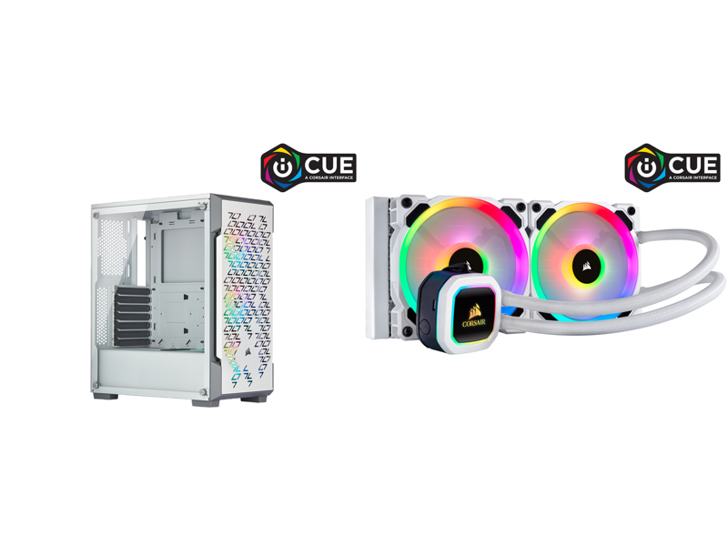 Corsair Hydro H100i RGB PLATINUM SE Liquid CPU Cooler + Corsair iCUE 220T RGB Airflow Computer Case Combo
