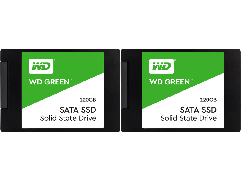 2x WD Green WDS120G2G1A 120GB 2.5" Internal Solid State Drive - (Without Retail Pack)
