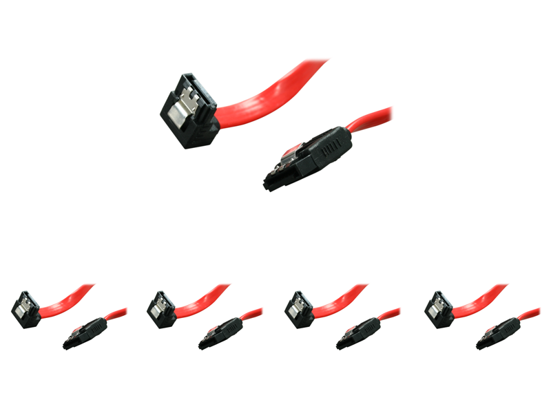 (5 Pack) Rosewill SATA Cable 90 Degree Right Angle SATA III 6.0 Gbps, SATA 3 Cable - 12 Inches, Red