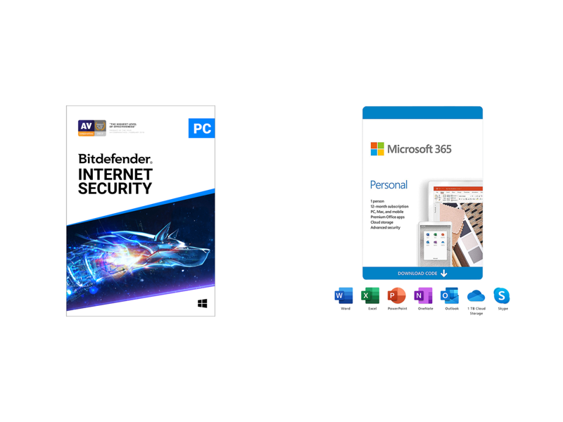 Bitdefender Internet Security 2021, 1 Year/1PC, Download + Microsoft 365 Personal 12-Month Subscription, 1 PC/Mac Download