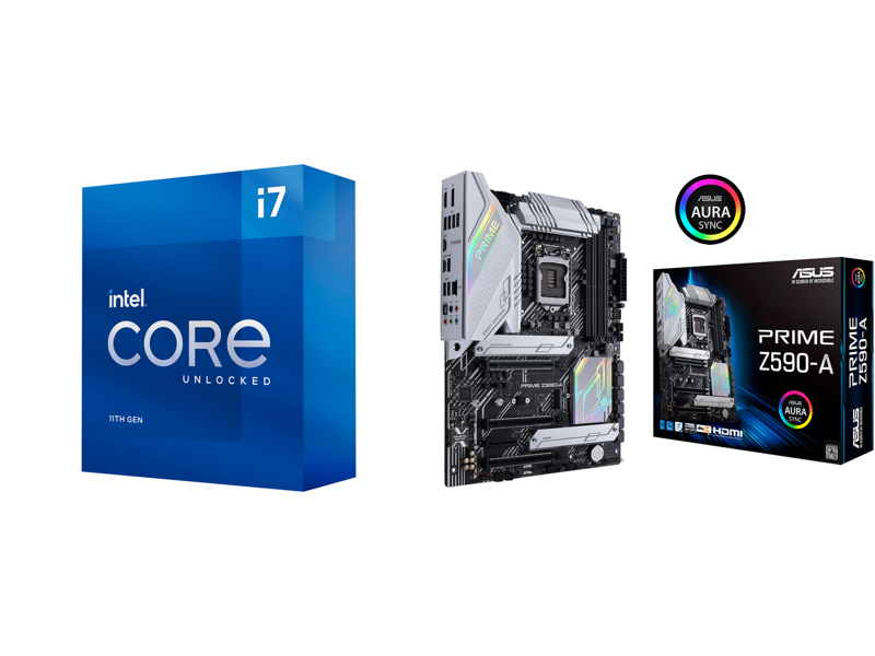 ASUS Prime Z590-A LGA 1200 ATX Motherboard + Intel i7-11700K Rocket Lake LGA 1200 125W Processor Combo