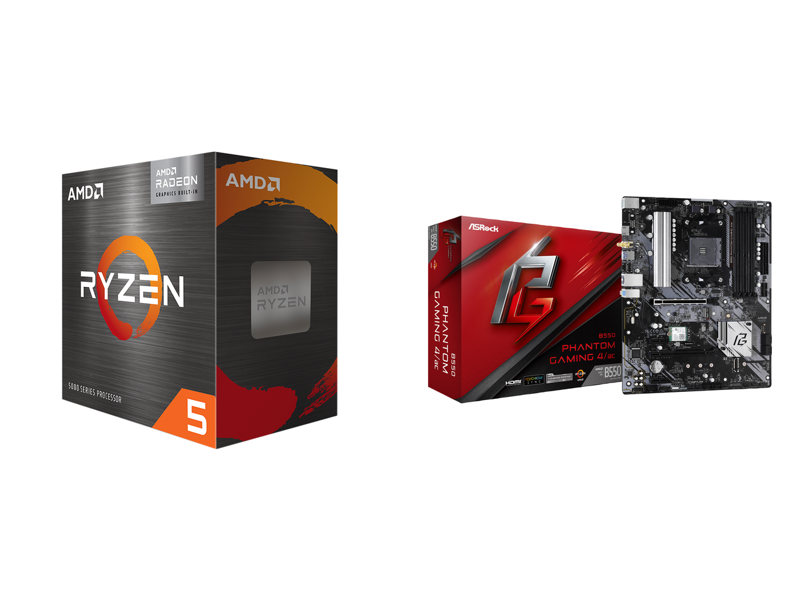 AMD Ryzen 5 5600G Cezanne (Zen 3) 65W AMD Radeon Graphics Processor + ASRock B550 Phantom Gaming 4/ac ATX AMD Motherboard Combo