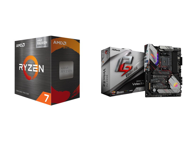 AMD Ryzen 7 5700G Cezanne (Zen 3) 65W AMD Radeon Graphics Processor + ASRock Phantom Gaming B550 PG VELOCITA ATX AMD Motherboard Combo