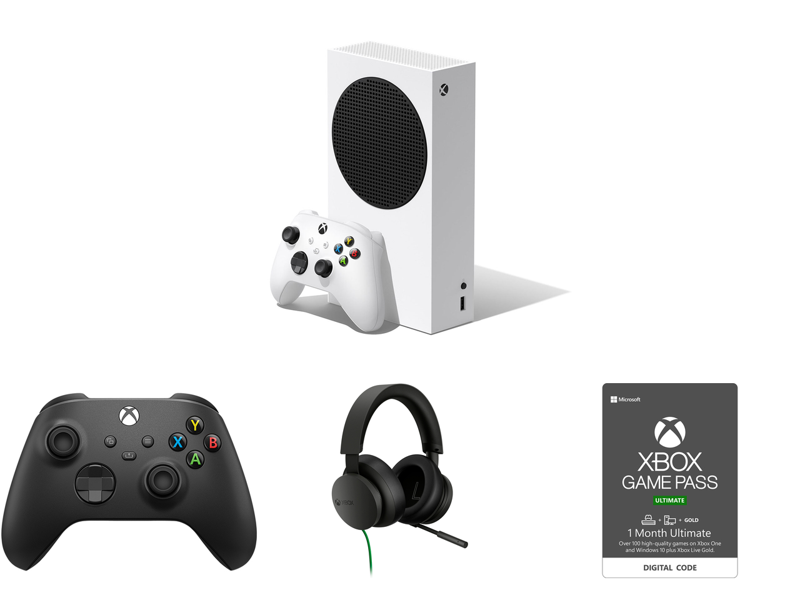 Microsoft Xbox Series S + Xbox Wireless Carbon Black Controller + Xbox Stereo Headset + 1 Month Xbox Game Pass Ultimate, Code