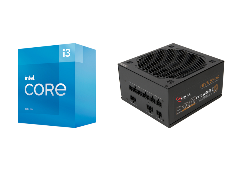 Intel Core i3-10105 Comet Lake Quad-Core 3.7 GHz LGA 1200 65W Processor + Rosewill Hive 550W Modular Gaming Power Supply Combo
