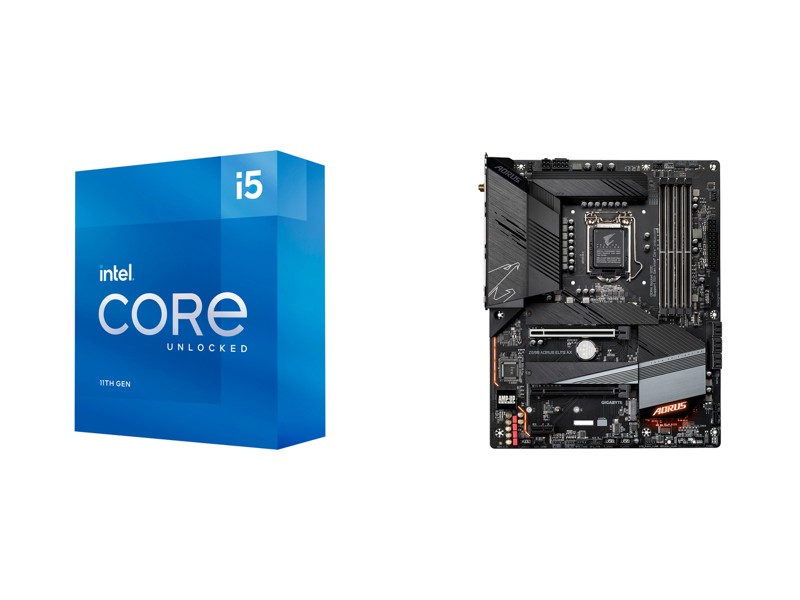 Intel Core i5-11600K Rocket Lake 125W Intel UHD Graphics 750 Processor + GIGABYTE Z590 AORUS ELITE AX LGA 1200 Intel Z590 ATX Motherboard Combo
