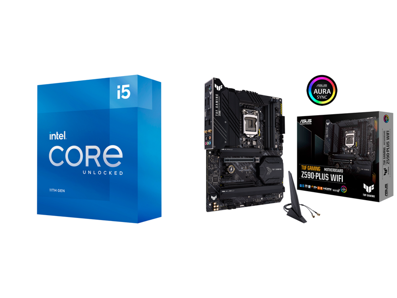 ASUS TUF Gaming Z590-Plus WiFi 6 ATX Gaming Motherboard + Intel i5-11600K Rocket Lake 125W Processor Combo