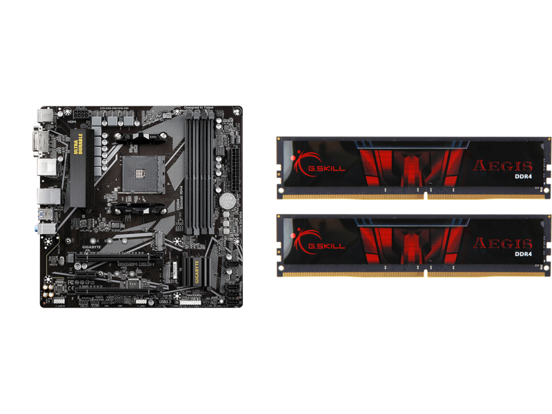 GIGABYTE B550M DS3H AM4 ATX Motherboard + G.SKILL Aegis 32GB (2 x 16GB) DDR4 2666 Desktop Memory Combo