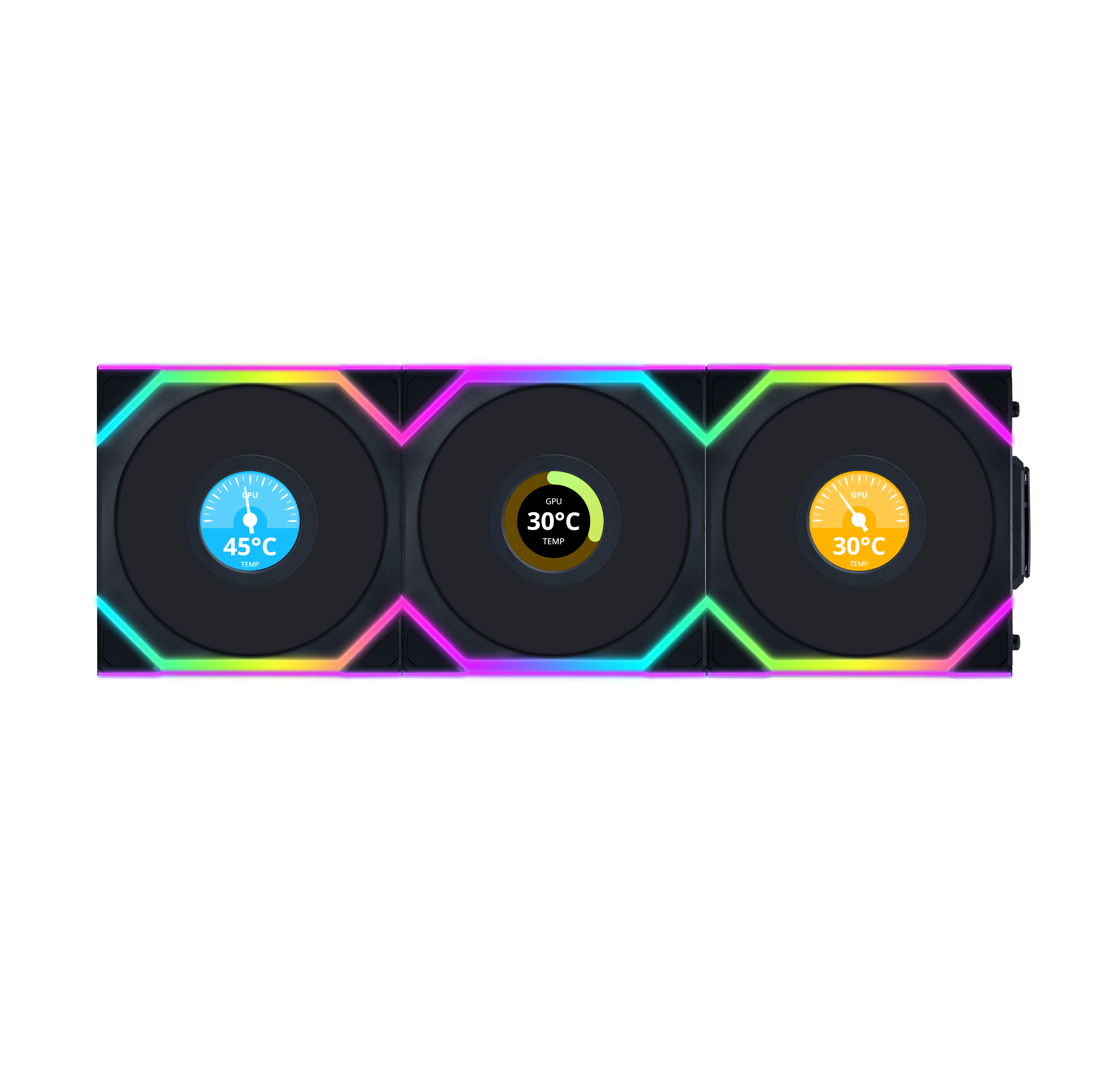 UNI FAN SL Wireless LCD Reverse 120 mm Siyah · 3’lü Set
