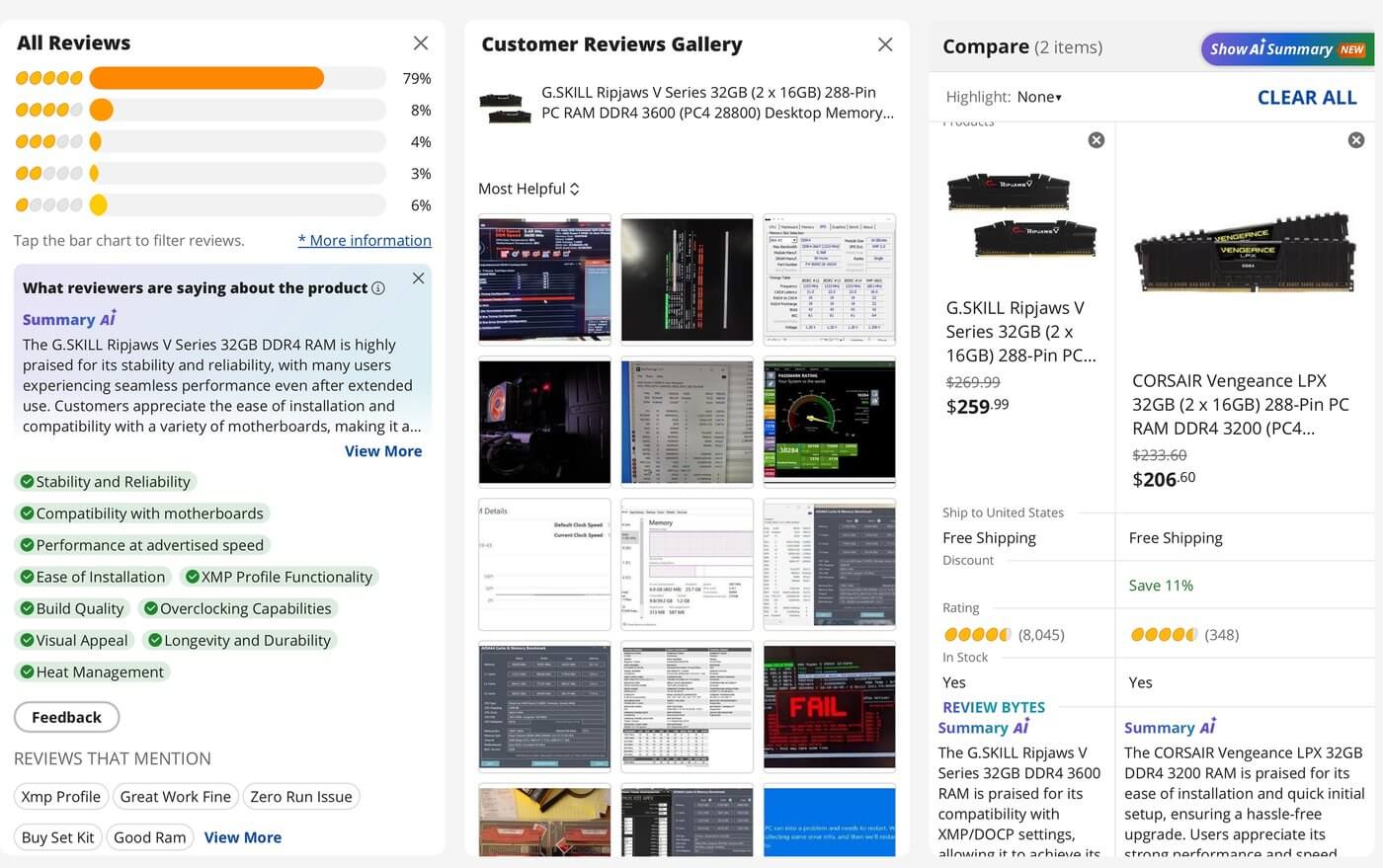 Product details, reviews, photos, and comparison in the Newegg app