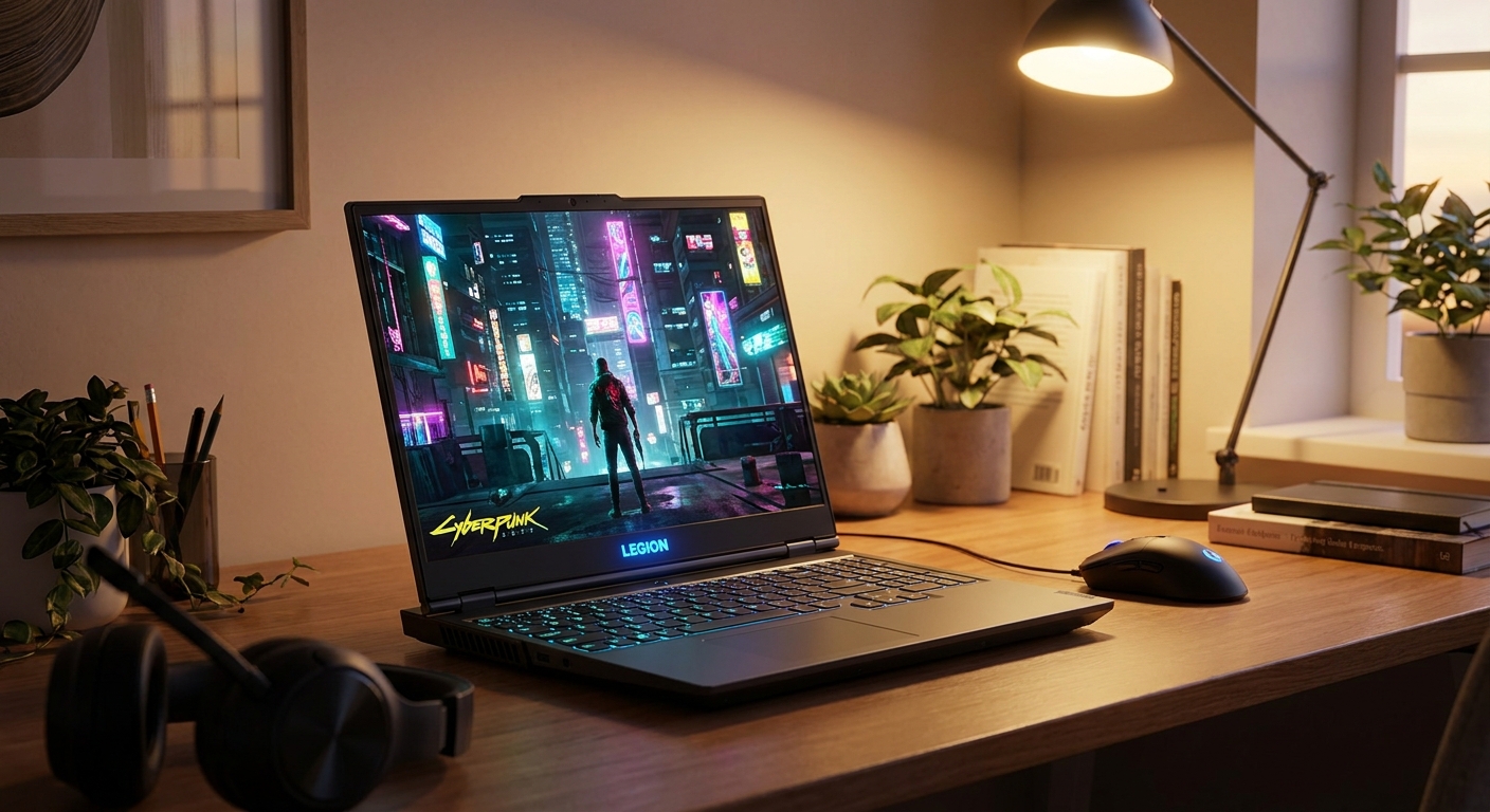 Lenovo Legion 5i with OLED display running a AAA game title at high settings