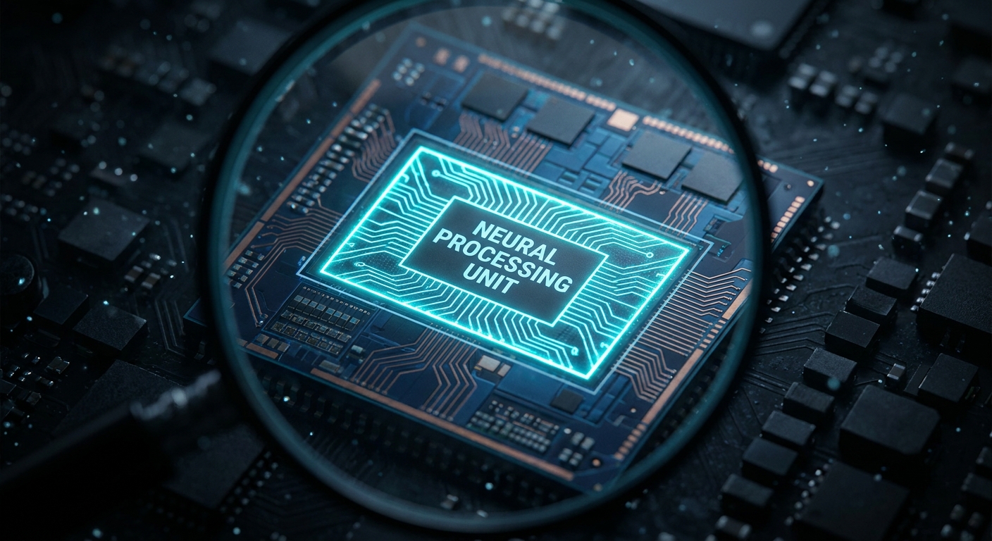 AI PC processor die showing NPU neural processing unit core highlighted